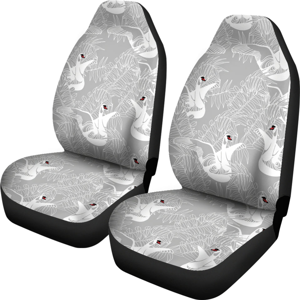 White Swan Gray Background  Universal Fit Car Seat Covers