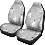 White Swan Gray Background  Universal Fit Car Seat Covers