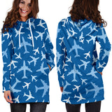 Airplane Pattern In The Sky Women'S Hoodie Dress