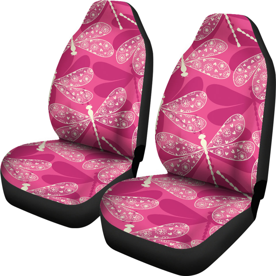 Beautiful Dragonfly Pink Background Universal Fit Car Seat Covers