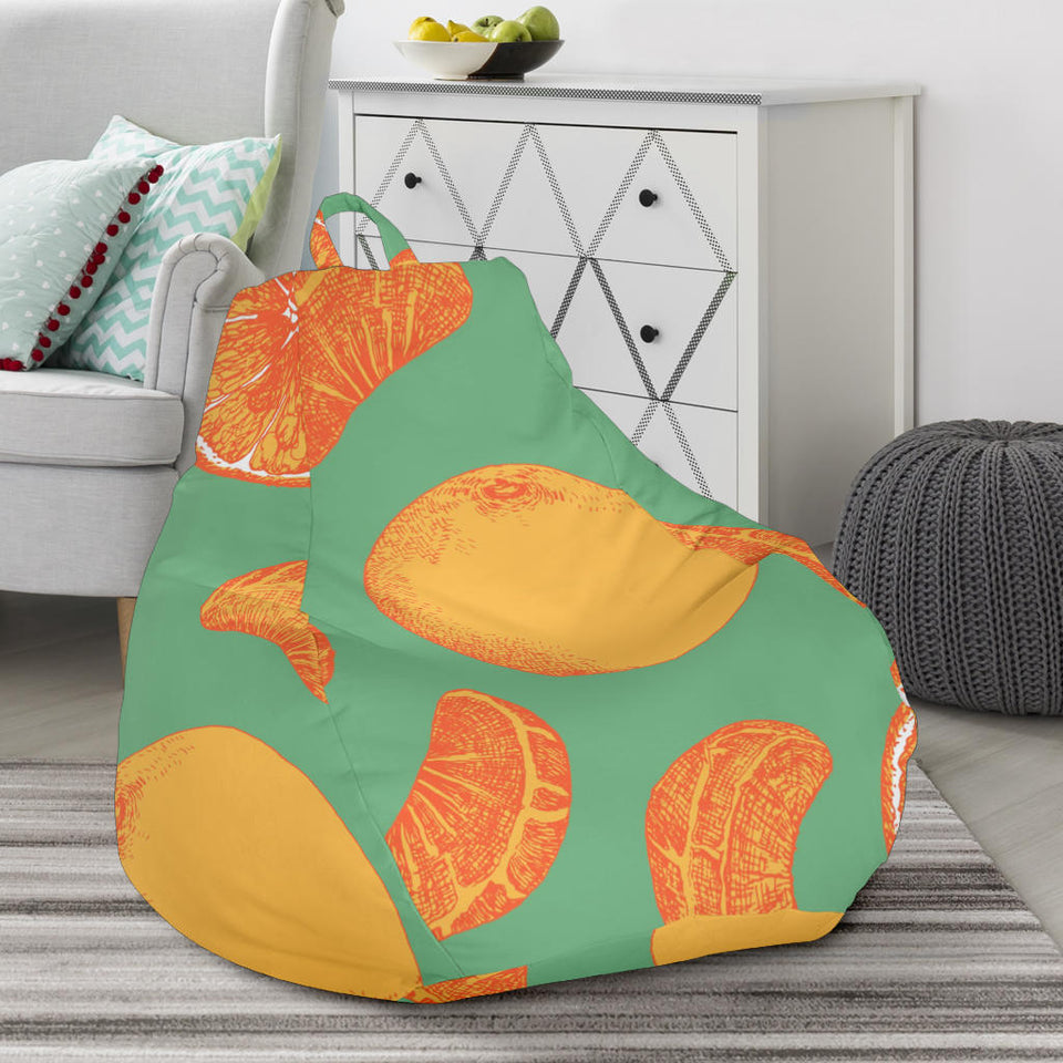 Orange Fruit Pattern Green Background Bean Bag Cover