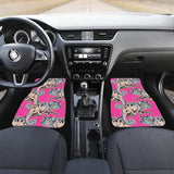 Chameleon Lizard Pattern Pink Background Front And Back Car Mats
