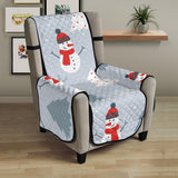 Snowman christmas  tree snow gray background Chair Cover Protector