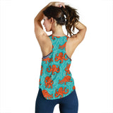 Octopus turquoise background Women Racerback Tank Top