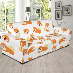 Brown Pomeranian Pattern Sofa Slipcover