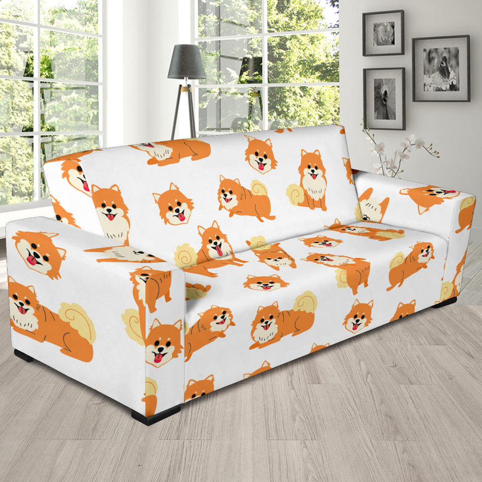 Brown Pomeranian Pattern Sofa Slipcover