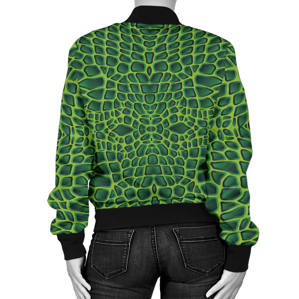 Crocodile Skin Printed Women'S Bomber Jacket