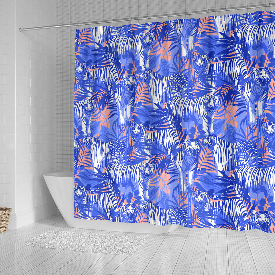 White Bengal Tigers Pattern Shower Curtain Fulfilled In US