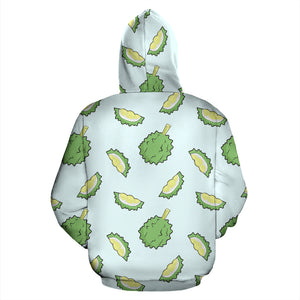 Durian Pattern Blue Background Zip Up Hoodie