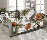 Monkey red hibiscus flower palm leaves floral pattern Sofa Cover Protector