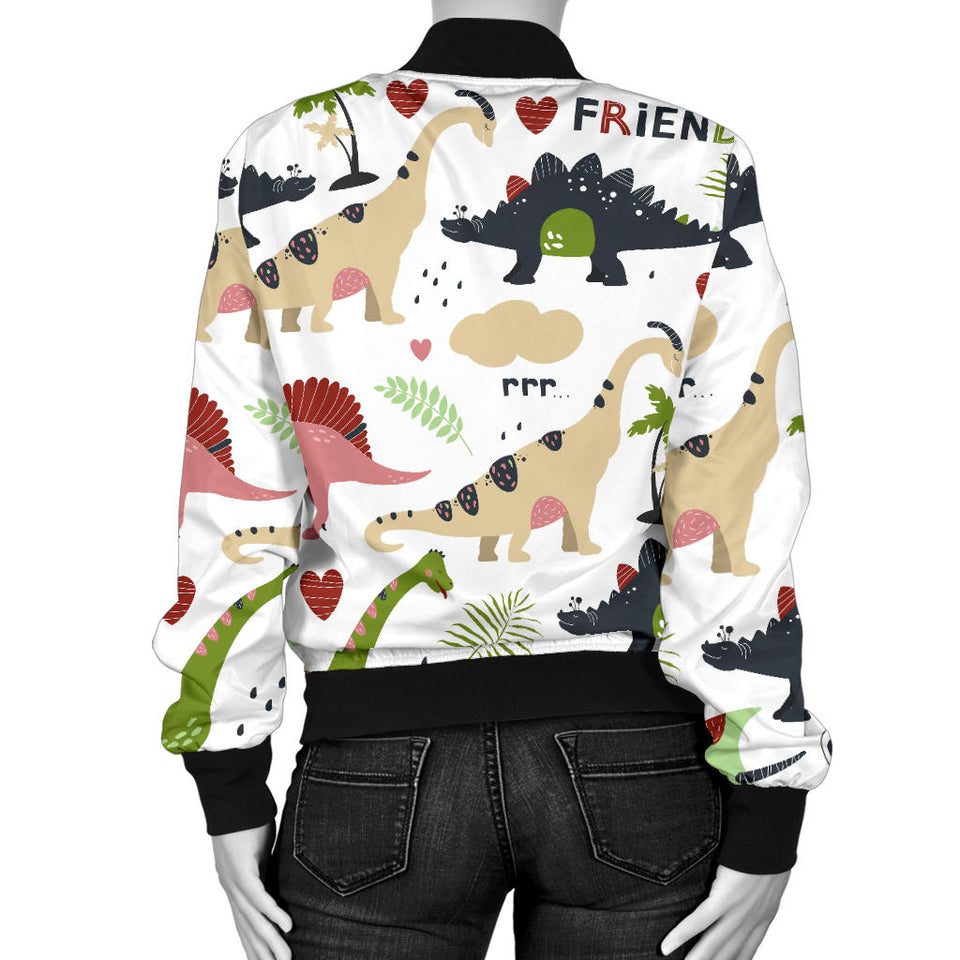 Cute Dinosaurs Pattern Women'S Bomber Jacket