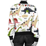 Cute Dinosaurs Pattern Women'S Bomber Jacket