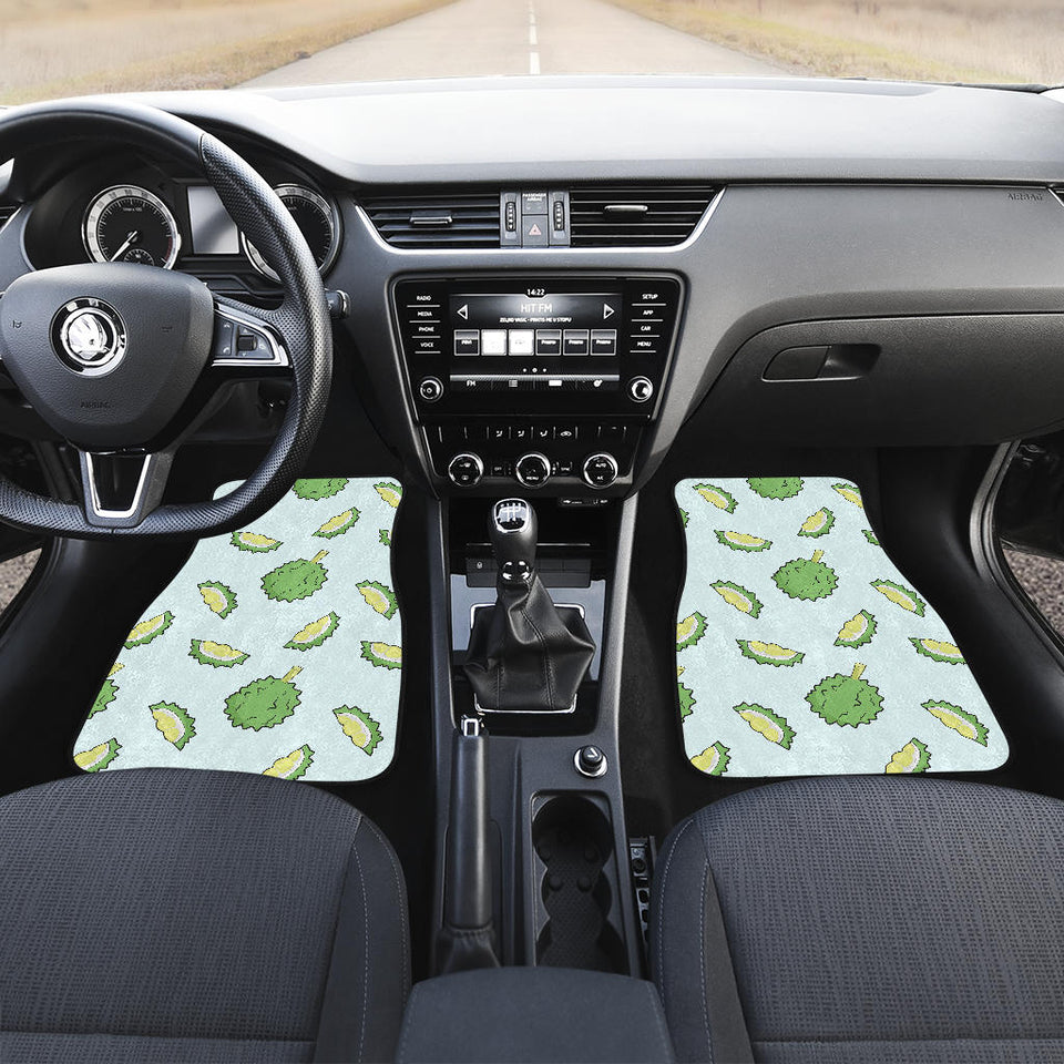 Durian Pattern Blue Background Front And Back Car Mats