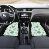 Durian Pattern Blue Background Front And Back Car Mats