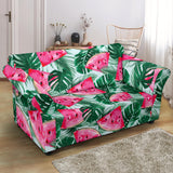 Watermelons Tropical Palm Leaves Pattern Loveseat Couch Slipcover