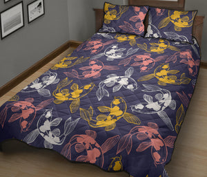 Koi Fish Carp Fish pattern Quilt Bed Set