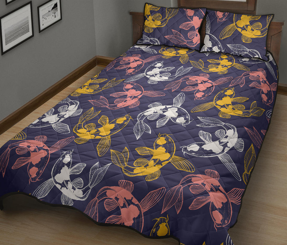 Koi Fish Carp Fish pattern Quilt Bed Set