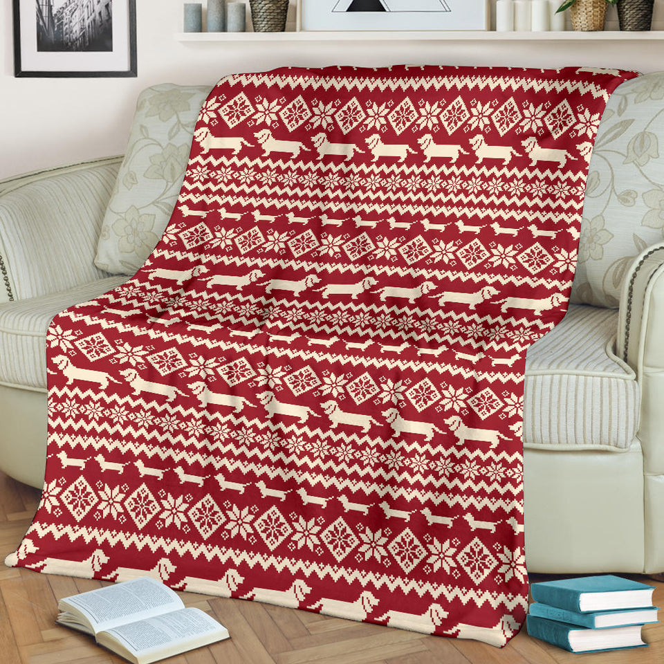 Dachshund Nordic Pattern Premium Blanket