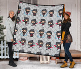Cute Ninja Pattern Premium Quilt