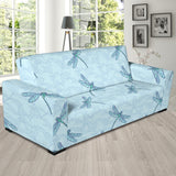 Dragonfly Pattern Blue Background Sofa Slipcover