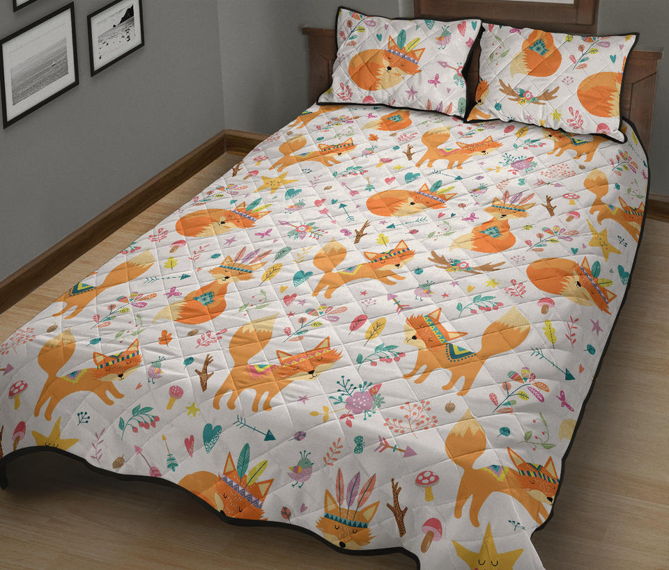 cute tribal fox pattern Quilt Bed Set