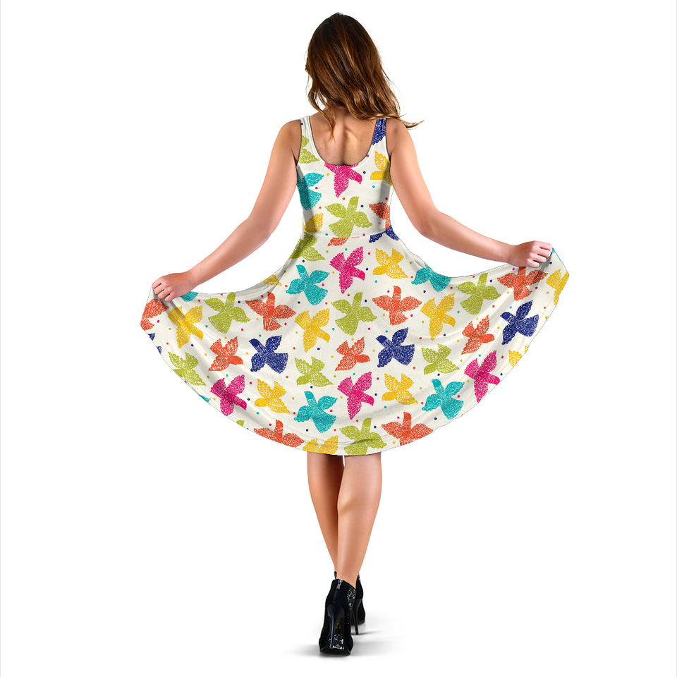 Pigeon Pattern Print Design 01 Sleeveless Midi Dress