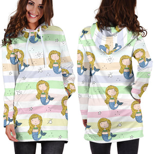 Cute Hand Drawn Mermaid Women'S Hoodie Dress