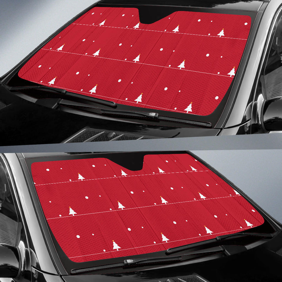 Christmas Tree Star Snow Red Background Car Sun Shade