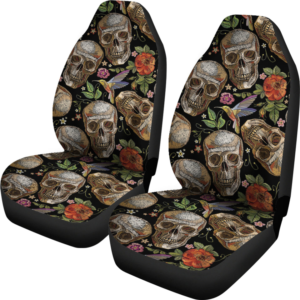 Skull Rose Humming Bird Flower Pattern  Universal Fit Car Seat Covers