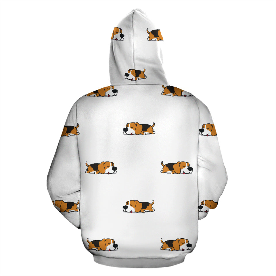 Cute Beagle Dog Sleeping Pattern Zip Up Hoodie