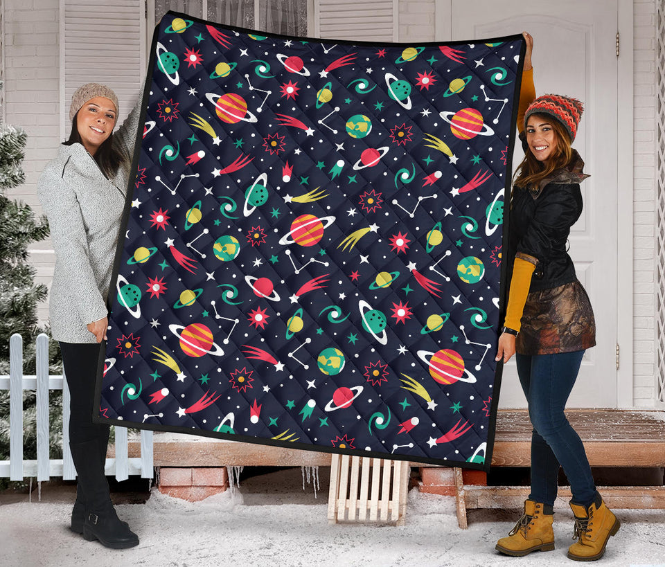 Colorful Space Pattern Planet Star Premium Quilt