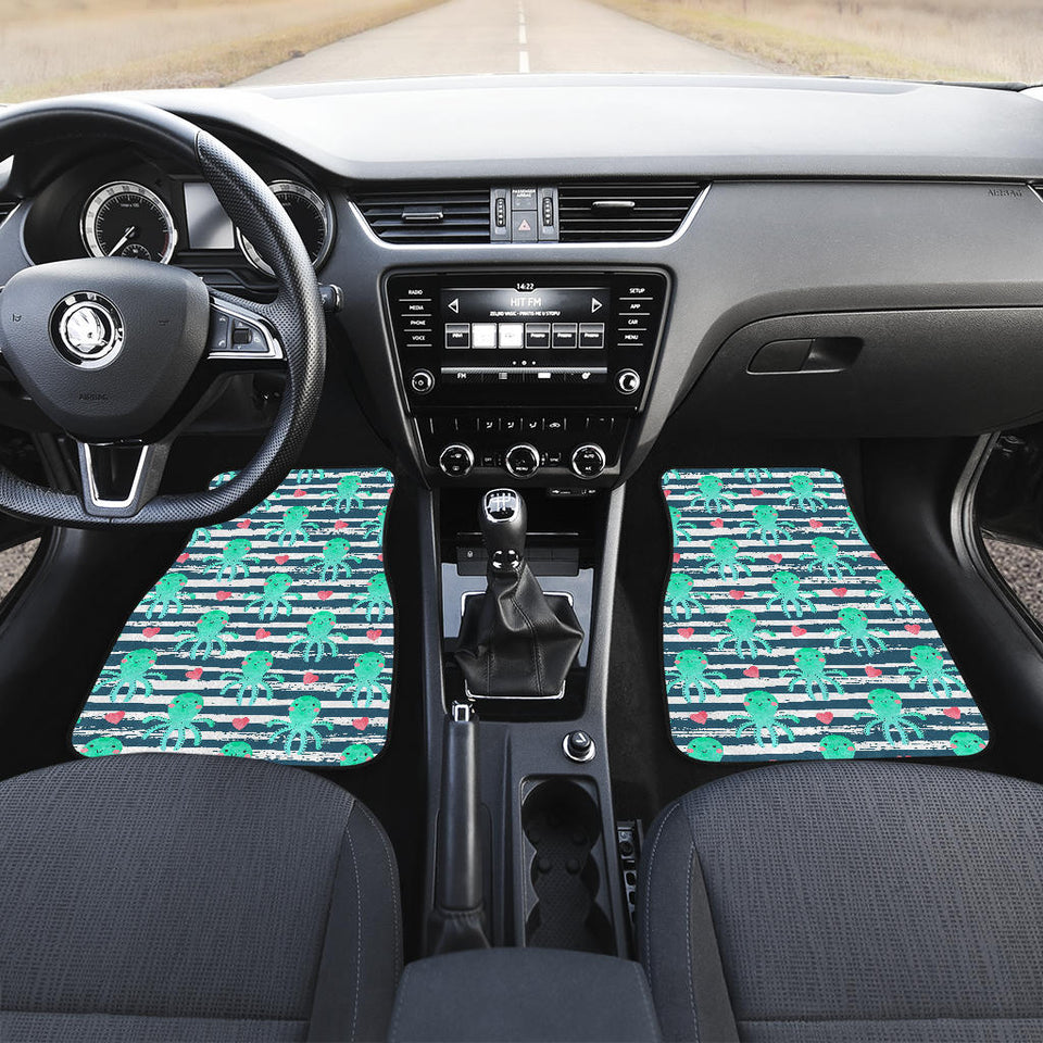 Cute Octopuses Heart Striped Background Front Car Mats