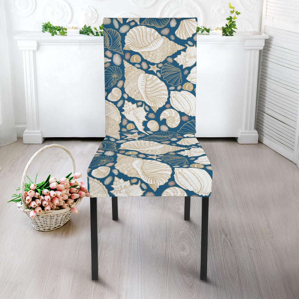 Shell Polynesian Tribal Design Pattern Dining Chair Slipcover