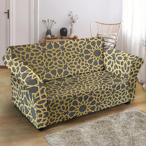 Arabic Star Gold Pattern Loveseat Couch Slipcover