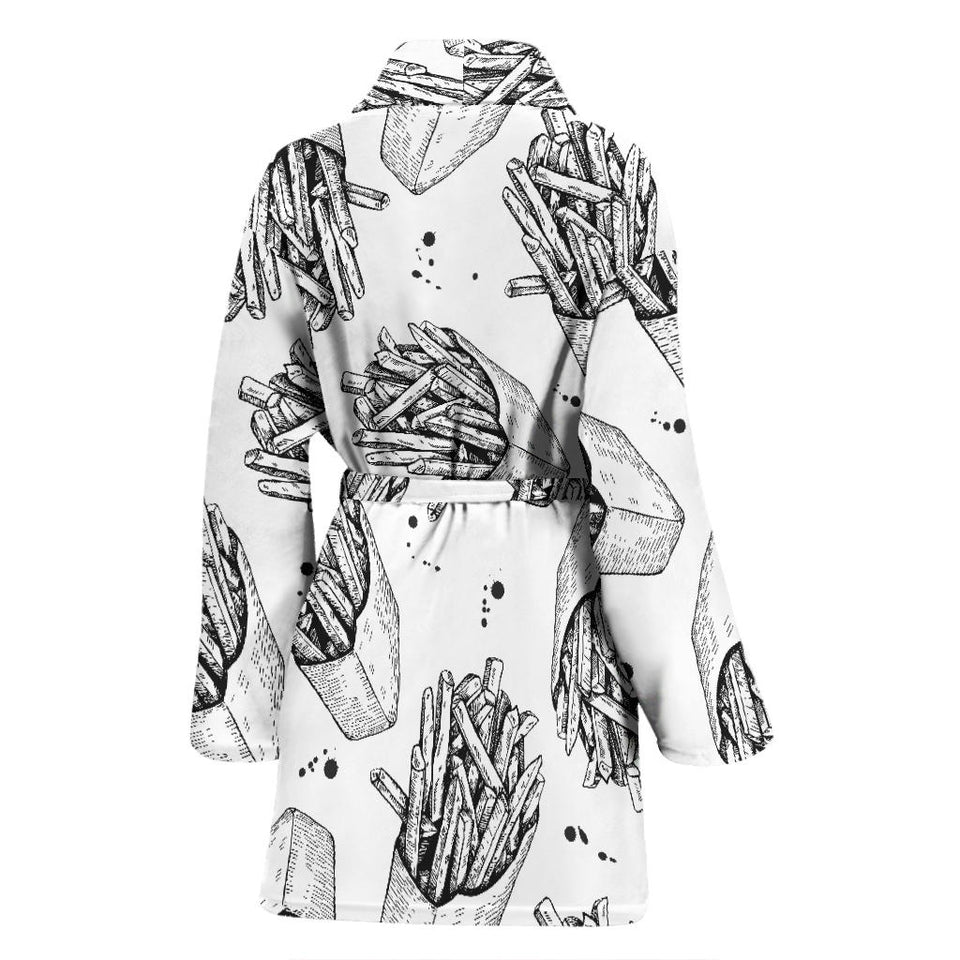 Hand Drawn French Fries Pattern Women'S Bathrobe