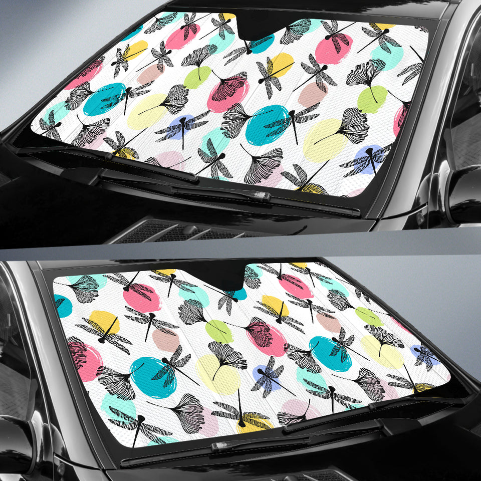 Dragonflies Ginkgo Leaves Pattern Car Sun Shade