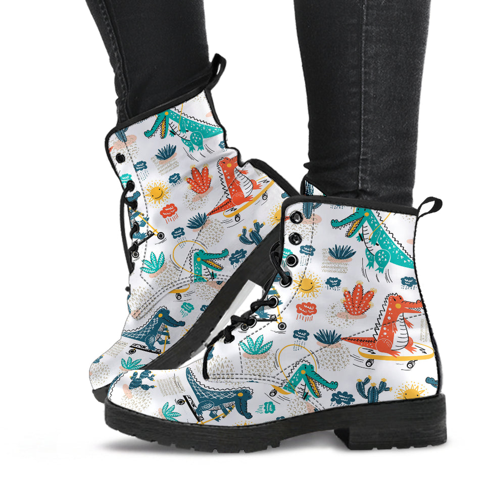 Cute Crocodile Pattern Leather Boots