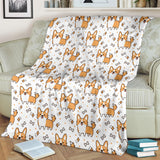 Cute Corgi Heart Star Bone Pattern Premium Blanket
