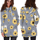Cute Hamster Sunflower Pattern Background Women'S Hoodie Dress