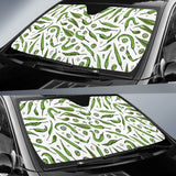 Hand Drawn Sketch Style Green Chili Peppers Pattern Car Sun Shade