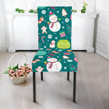 Snowman Bird Decorative Elements Christmas Pattern Dining Chair Slipcover