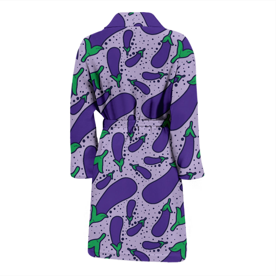 Eggplant Pattern Print Design 03 Men's Bathrobe