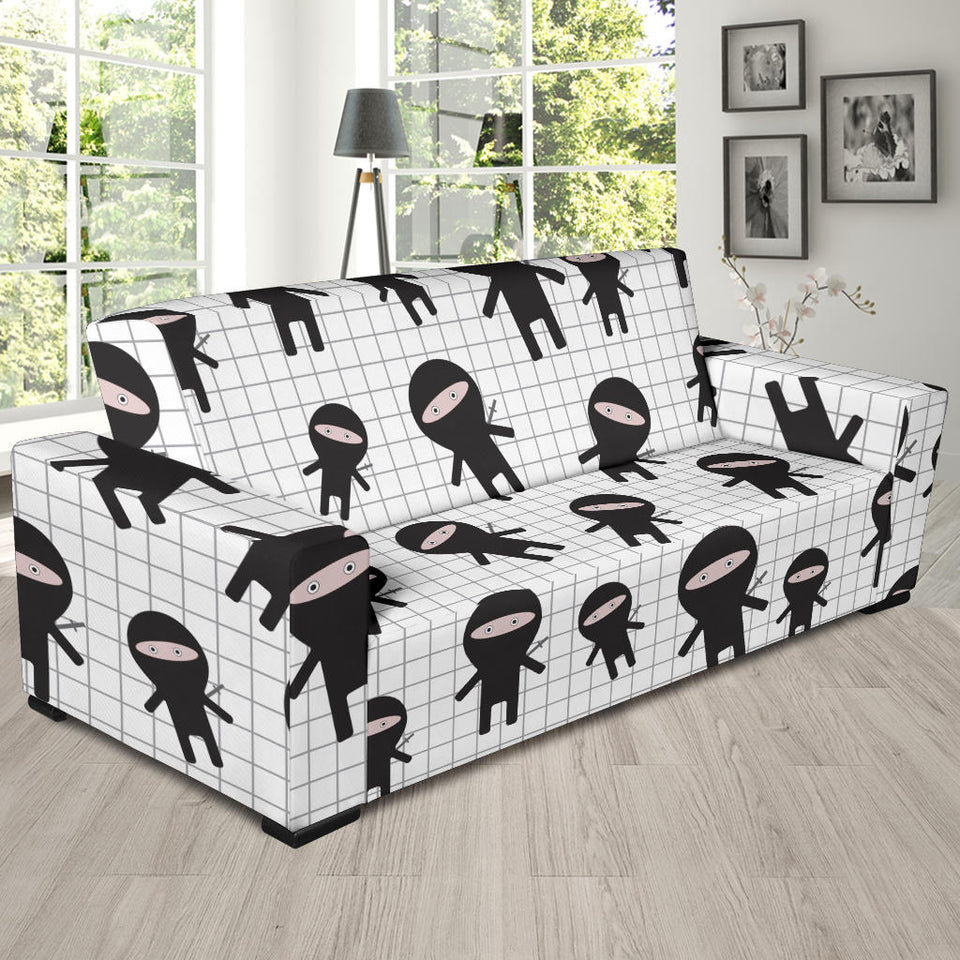 Ninja Pattern Plaid Background Sofa Slipcover