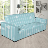 Snowflake Pattern Blue Stripe Background Sofa Slipcover