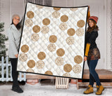 Gold Texture Mushroom Pattern Premium Quilt