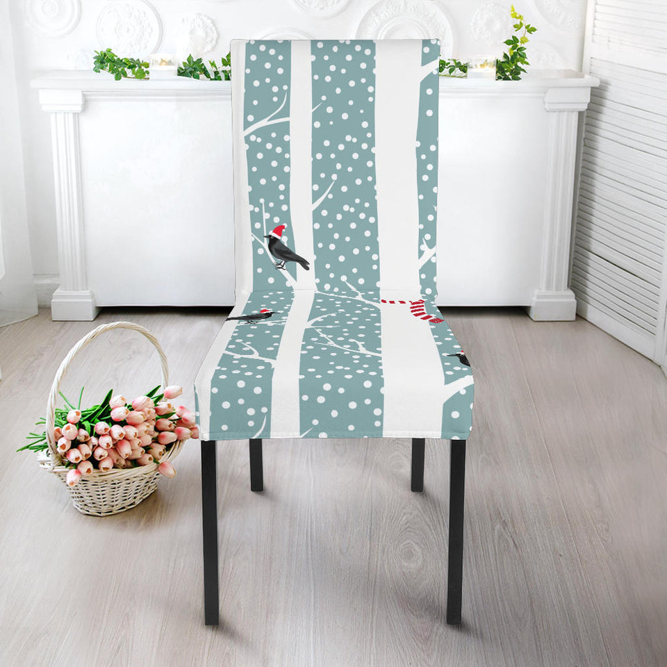 Crows Christmas Hat Scarf Dining Chair Slipcover