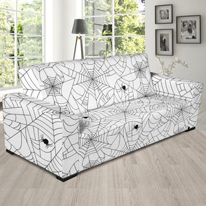 Spider Web Cobweb Pattern White Background Sofa Slipcover