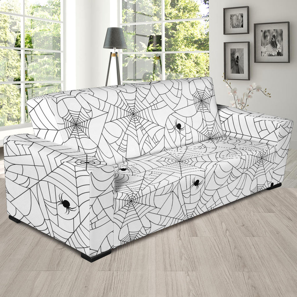 Spider Web Cobweb Pattern White Background Sofa Slipcover