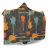 Electric Guitars Pattern Hooded Blanket