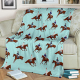 Horses Running Horses Rider Pattern Premium Blanket